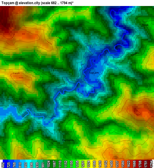 Topçam elevation map