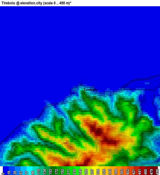 Tirebolu elevation map