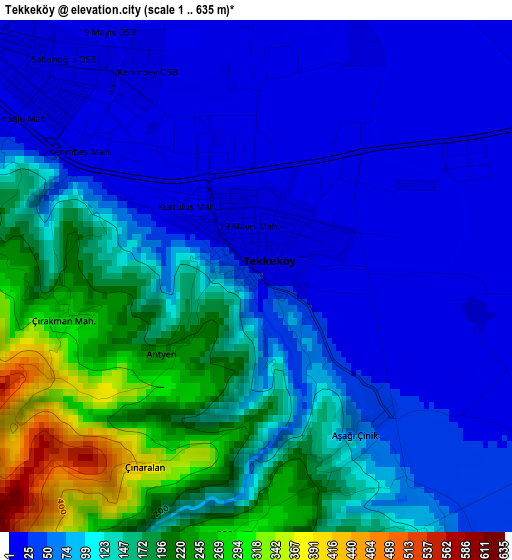 Tekkeköy elevation map