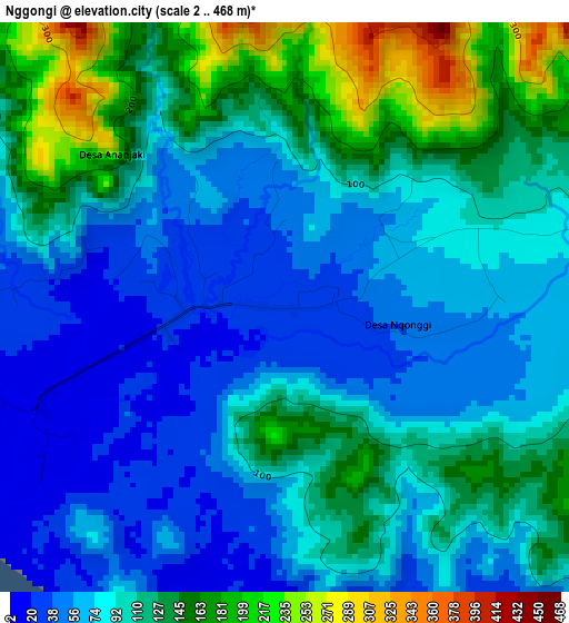 Nggongi elevation map