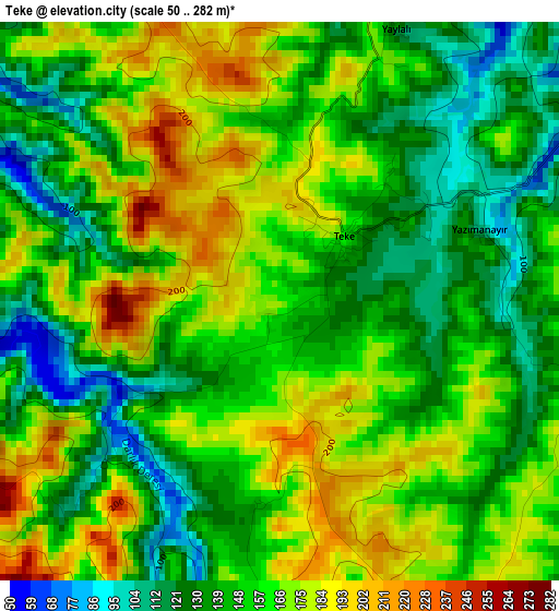 Teke elevation map