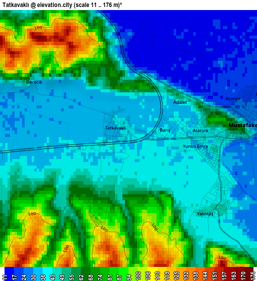 Tatkavaklı elevation map