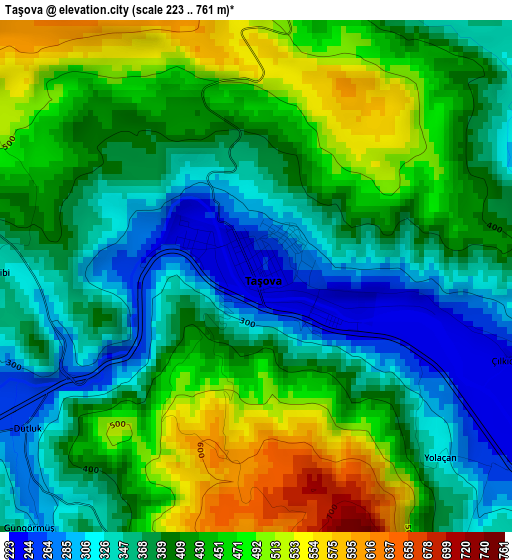 Taşova elevation map