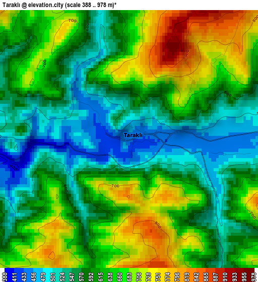 Taraklı elevation map