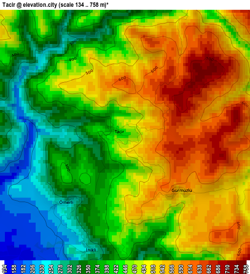 Tacir elevation map