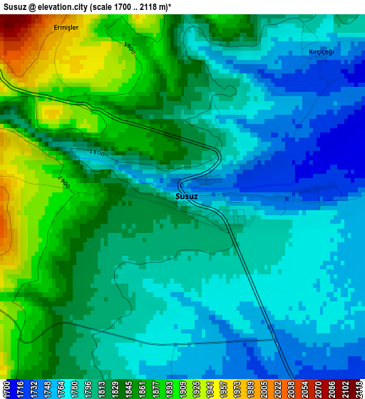 Susuz elevation map