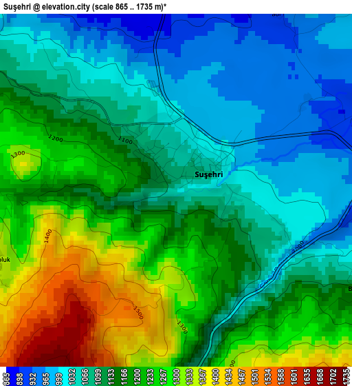 Suşehri elevation map