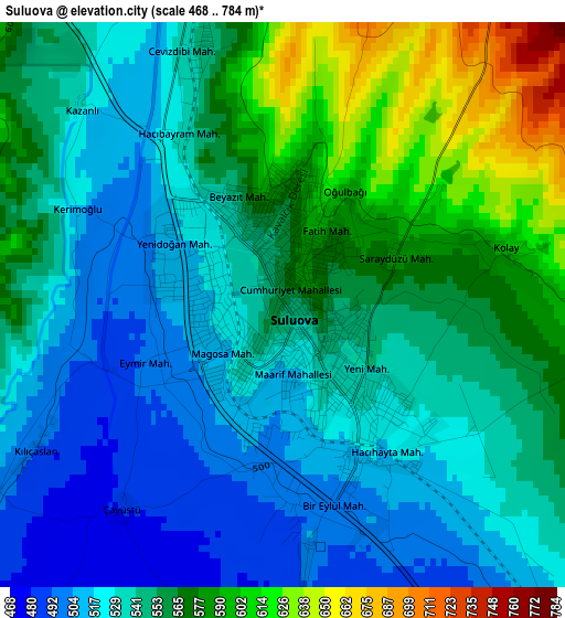 Suluova elevation map