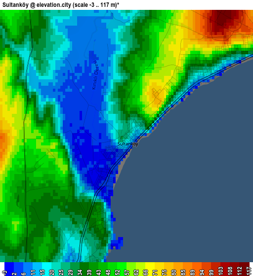 Sultanköy elevation map