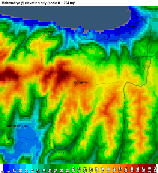 Mahmudiye elevation map