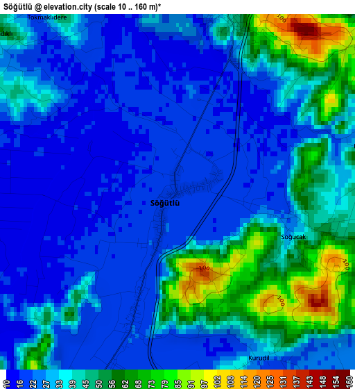 Söğütlü elevation map