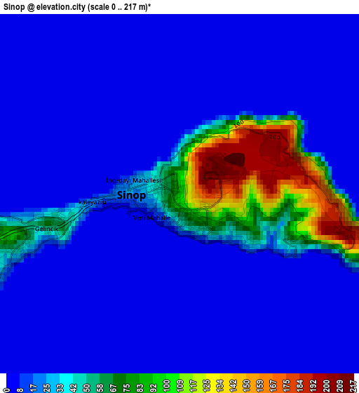 Sinop elevation map