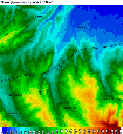 Sinekçi elevation map