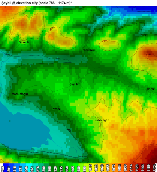 Şeyhli elevation map