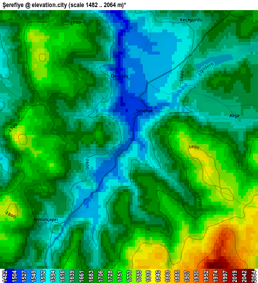 Şerefiye elevation map