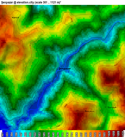 Şenpazar elevation map