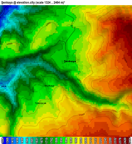 Şenkaya elevation map