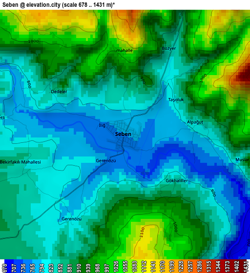 Seben elevation map