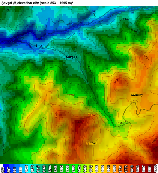 Şavşat elevation map