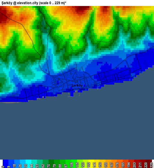 Şarköy elevation map