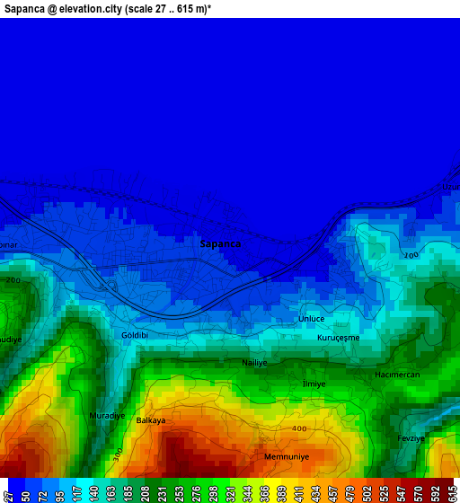 Sapanca elevation map