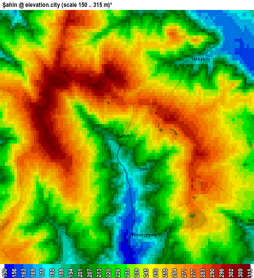 Şahin elevation map