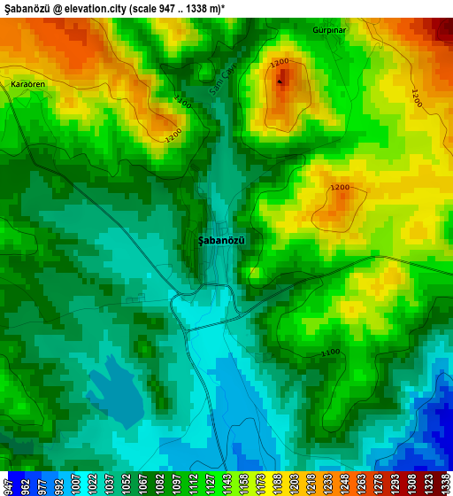 Şabanözü elevation map