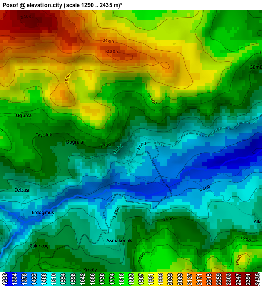 Posof elevation map