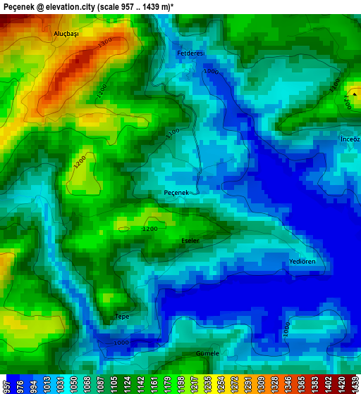 Peçenek elevation map