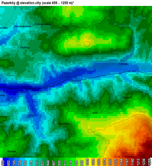 Pazarköy elevation map