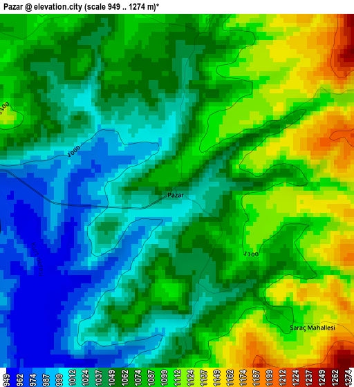 Pazar elevation map