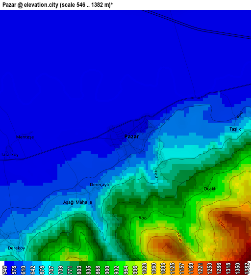 Pazar elevation map