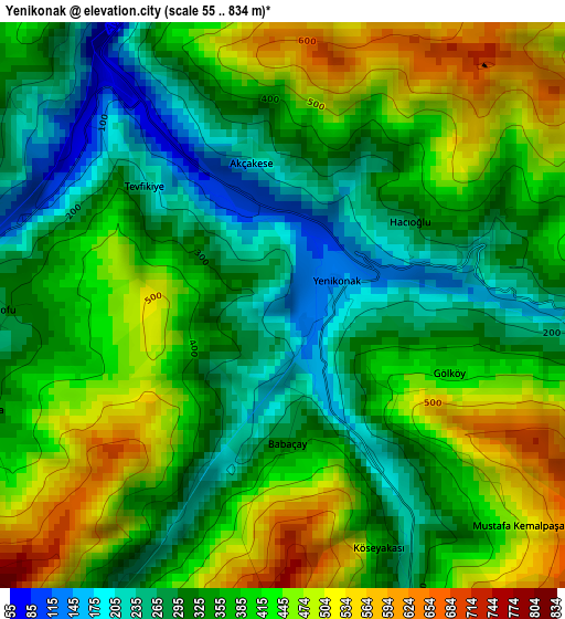 Yenikonak elevation map