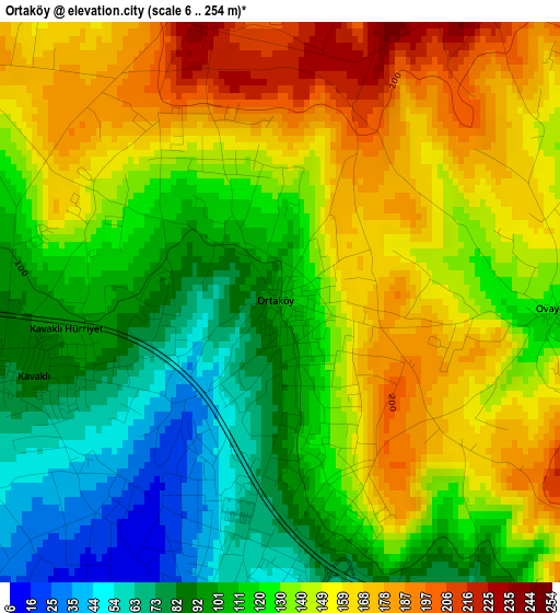 Ortaköy elevation map