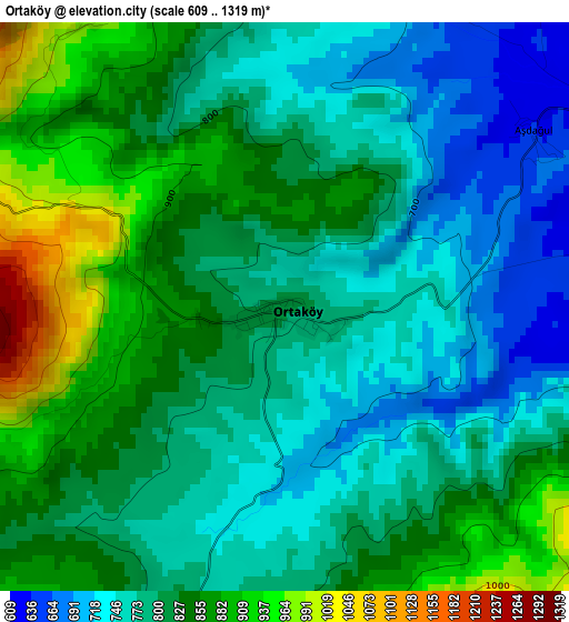 Ortaköy elevation map