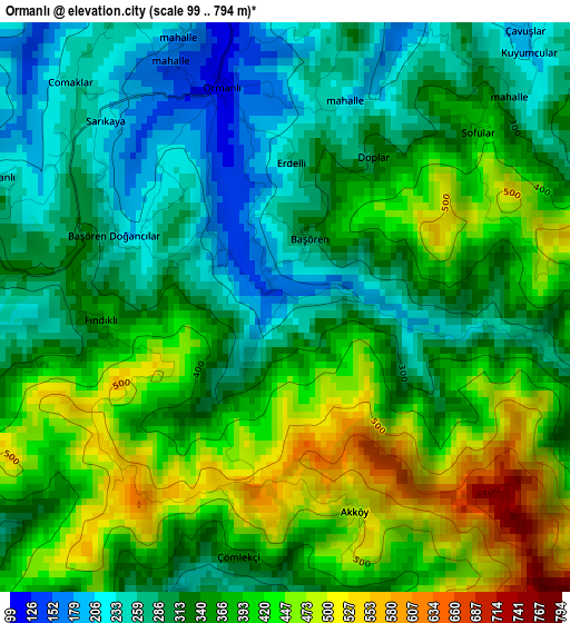 Ormanlı elevation map