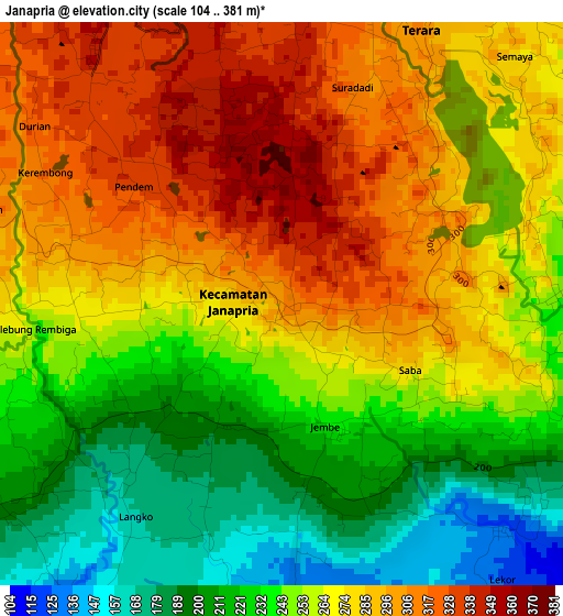 Janapria elevation map