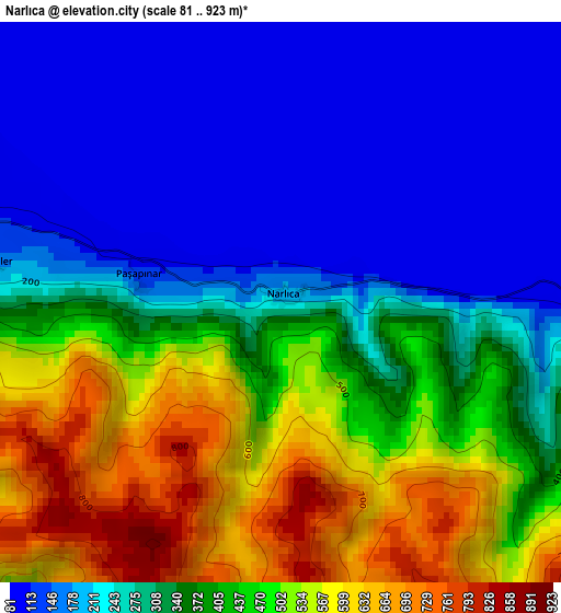 Narlıca elevation map