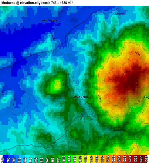 Mudurnu elevation map