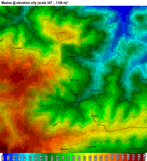 Mezraa elevation map