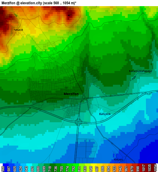 Merzifon elevation map