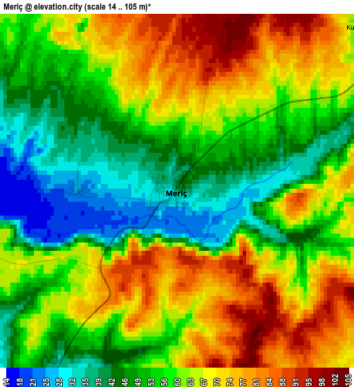 Meriç elevation map