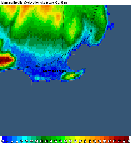 Marmara Ereğlisi elevation map