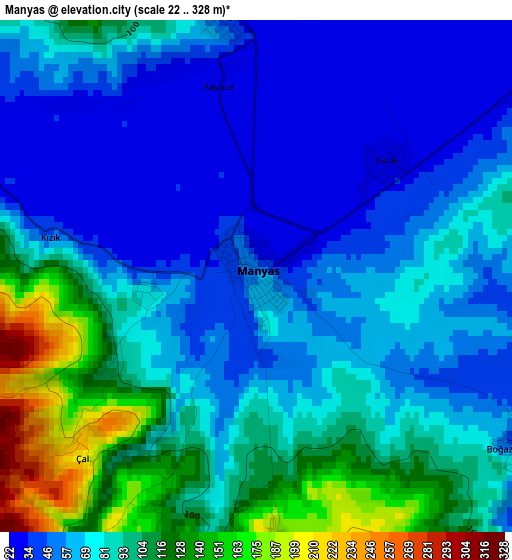 Manyas elevation map