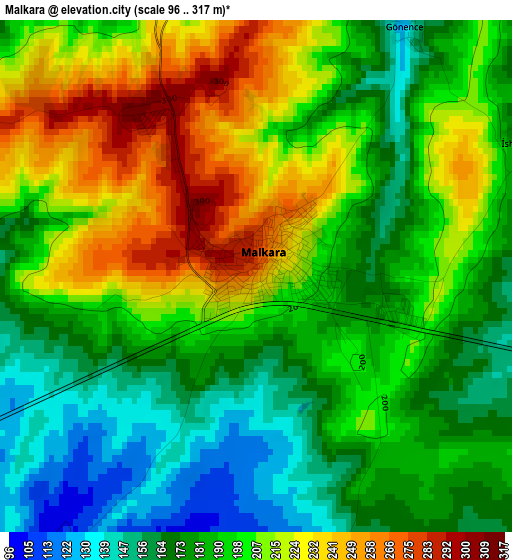 Malkara elevation map