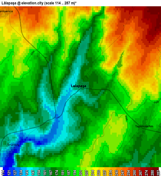 Lâlapaşa elevation map