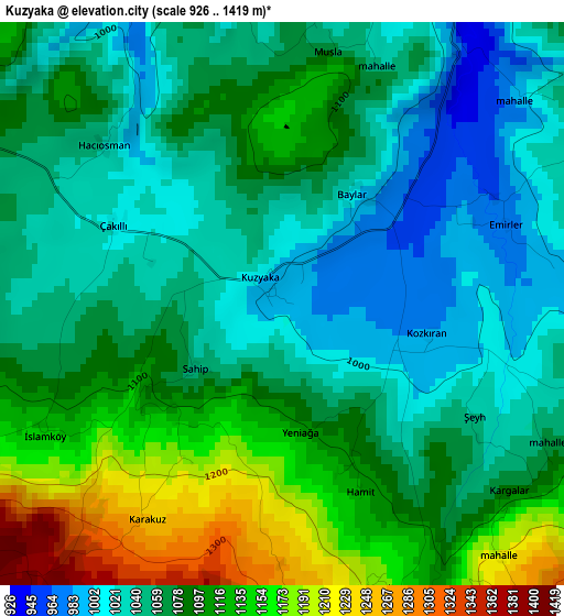 Kuzyaka elevation map