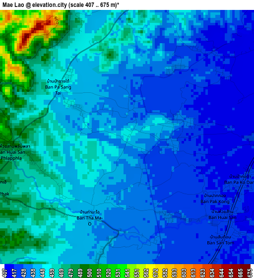 Mae Lao elevation map