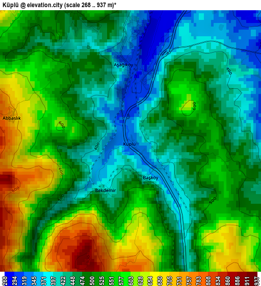 Küplü elevation map