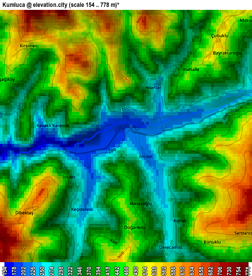 Kumluca elevation map